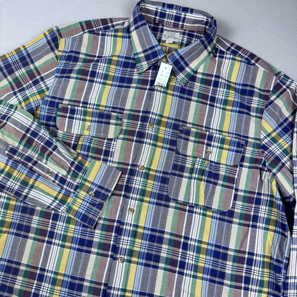 NWT J Crew Two-Pocket Workshirt Indian Madras Men XL Plaid Long Sleeve Classic